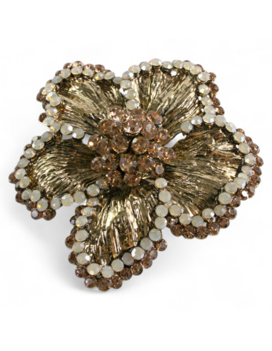 BROSZKA BROSZA DUŻY ZŁOTY KWIAT Z KAMIENIAMI...