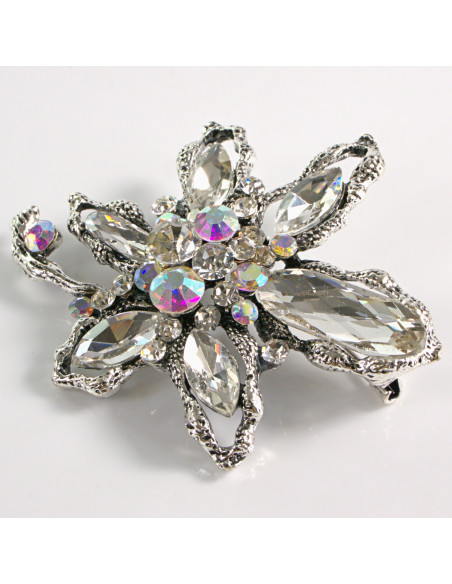 BROSZKA BROSZA DUŻY KWIAT  z KAMIENIAMI  CRYSTAL AB LOLITA AKCESORIA