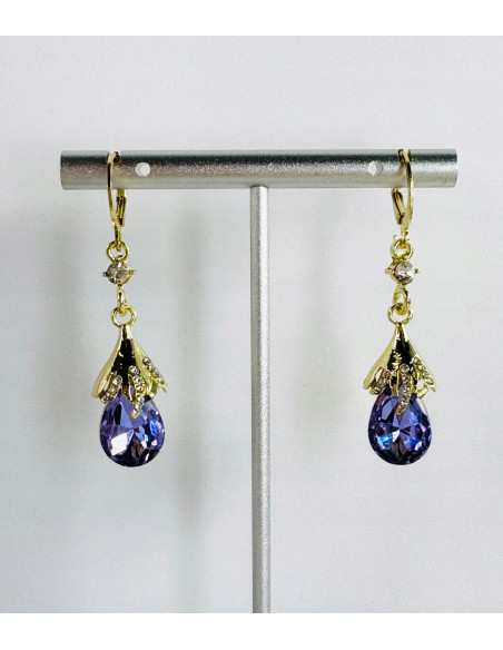 Kolczyki z FIOLETOWĄ ŁEZKĄ Lolita Accessories srebrny sztyft 925