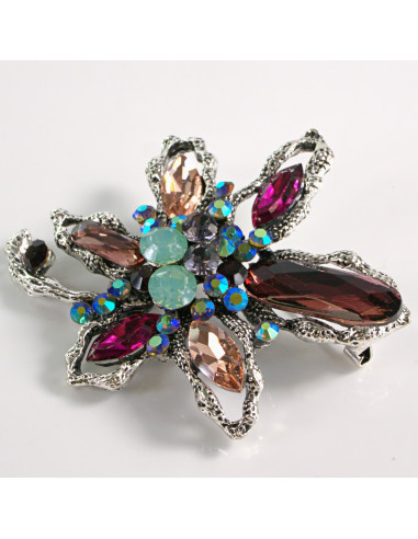 BROSZKA BROSZA DUŻY KWIAT z  KAMIENIAMI...