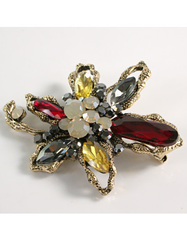 BROSZKA BROSZA DUŻY KWIAT  z KAMIENIAMI...