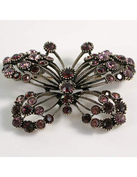 BROSZKA BROSZA DUŻY AŻUROWY MOTYL Z RÓŻOWYMI KAMIENIAMI LOLITA AKCESORIA