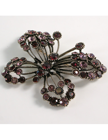 BROSZKA BROSZA DUŻY AŻUROWY MOTYL Z RÓŻOWYMI...