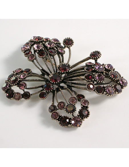 BROSZKA BROSZA DUŻY AŻUROWY MOTYL Z RÓŻOWYMI KAMIENIAMI LOLITA AKCESORIA