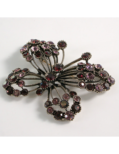 BROSZKA BROSZA DUŻY AŻUROWY MOTYL Z RÓŻOWYMI KAMIENIAMI LOLITA AKCESORIA