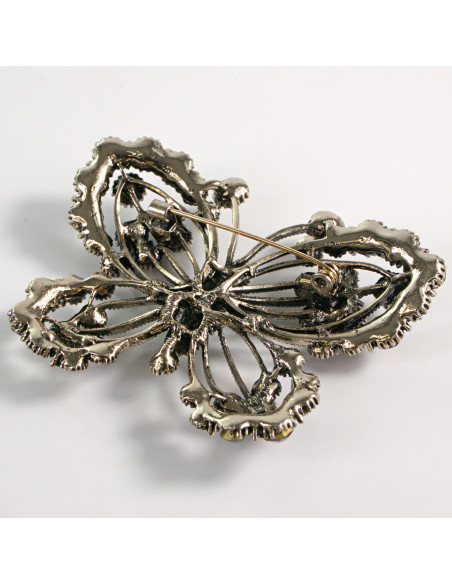 BROSZKA BROSZA DUŻY AŻUROWY MOTYL Z RÓŻOWYMI KAMIENIAMI LOLITA AKCESORIA