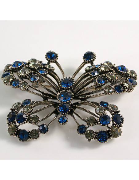 BROSZKA BROSZA DUŻY AŻUROWY MOTYL NIEBIESKIE  KAMIENIE LOLITA AKCESORIA