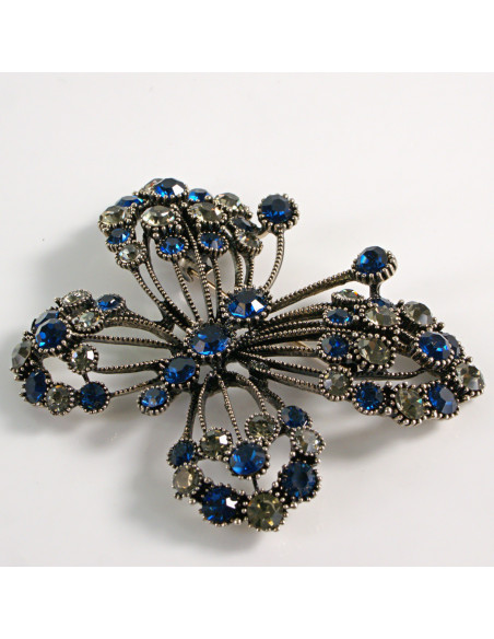 BROSZKA BROSZA DUŻY AŻUROWY MOTYL NIEBIESKIE  KAMIENIE LOLITA AKCESORIA