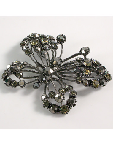 BROSZKA BROSZA DUŻY AŻUROWY MOTYL GRAFITOWE...