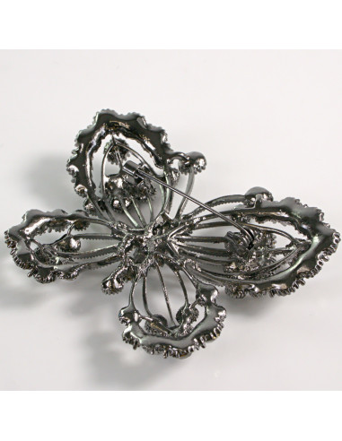 BROSZKA BROSZA DUŻY AŻUROWY MOTYL GRAFITOWE...