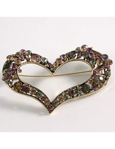 BROSZKA BROSZA DUŻE KOLOROWE  SERCE Z CYRKONIAMI XL LOLITA AKCESORIA