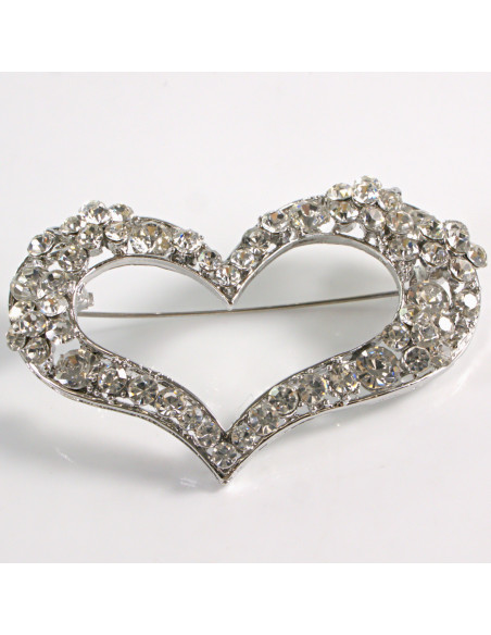 BROSZKA BROSZA DUŻE SREBRNE SERCE Z CYRKONIAMI XL LOLITA AKCESORIA