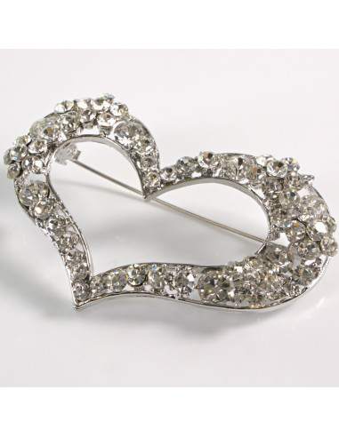 BROSZKA BROSZA DUŻE SREBRNE SERCE Z CYRKONIAMI...