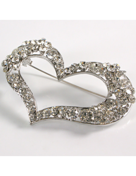 BROSZKA BROSZA DUŻE SREBRNE SERCE Z CYRKONIAMI XL LOLITA AKCESORIA
