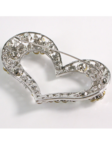 BROSZKA BROSZA DUŻE SREBRNE SERCE Z CYRKONIAMI...