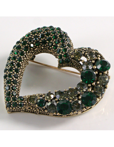 BROSZKA BROSZA ZIELONE SERCE Z CYRKONIAMI LO...