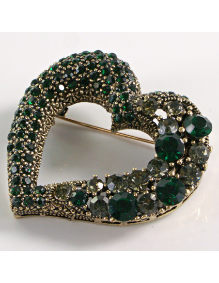 BROSZKA BROSZA ZIELONE SERCE Z CYRKONIAMI LO LITA AKCESORIA