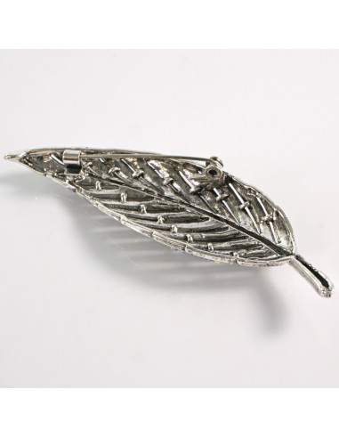 BROSZKA BROSZA SREBRNY LIŚĆ LISTEK Z CYRKONIAMI...