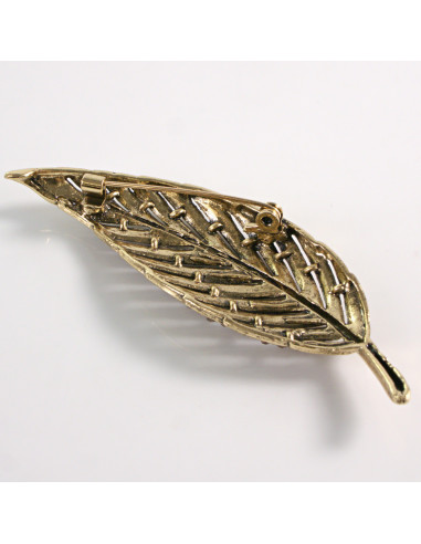 BROSZKA BROSZA ZŁOTY  LIŚĆ LISTEK Z CYRKONIAMI...