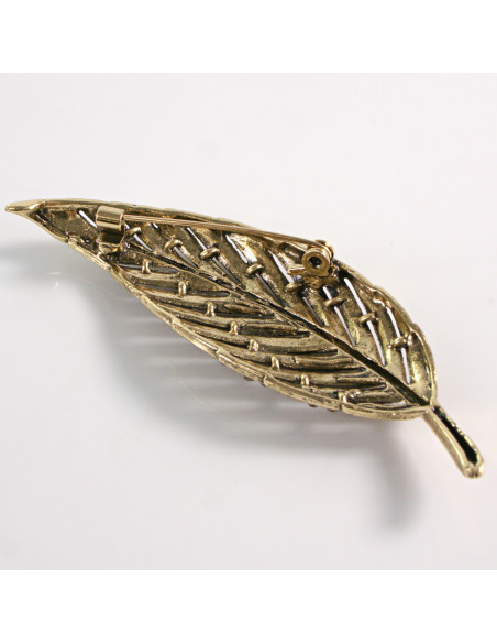 BROSZKA BROSZA ZŁOTY  LIŚĆ LISTEK Z CYRKONIAMI LOLITA AKCESORIA