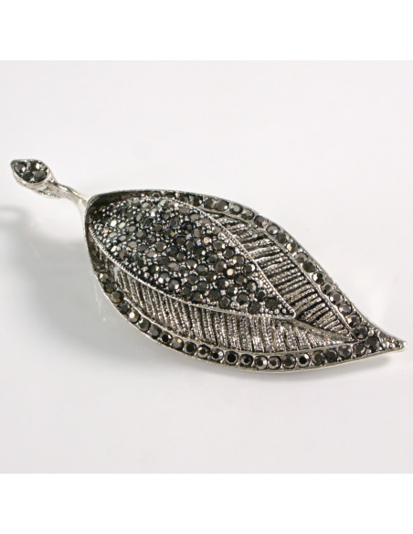 BROSZKA BROSZA SREBRNY LIŚĆ LISTEK Z CYRKONIAMI  LOLITA AKCESORIA
