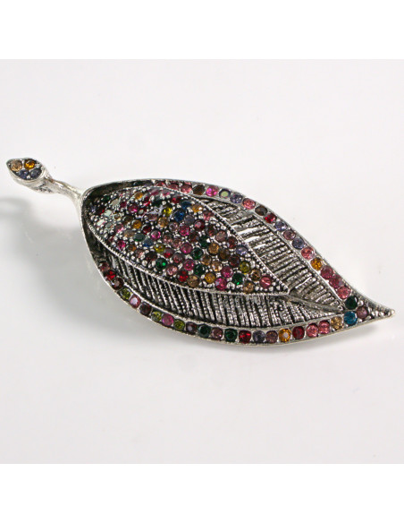 BROSZKA BROSZA LIŚĆ LISTEK Z KOLOROWYMI CYRKONIAMI  LOLITA AKCESORIA