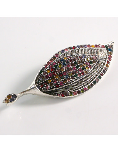 BROSZKA BROSZA LIŚĆ LISTEK Z KOLOROWYMI...