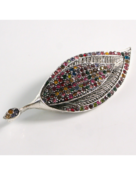 BROSZKA BROSZA LIŚĆ LISTEK Z KOLOROWYMI CYRKONIAMI  LOLITA AKCESORIA