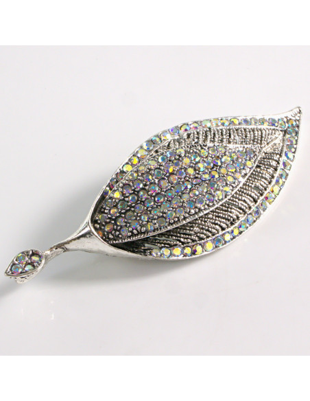 BROSZKA BROSZA SREBRNY LIŚĆ LISTEK Z CYRKONIAMI CRYSTAL AB LOLITA AKCESORIA