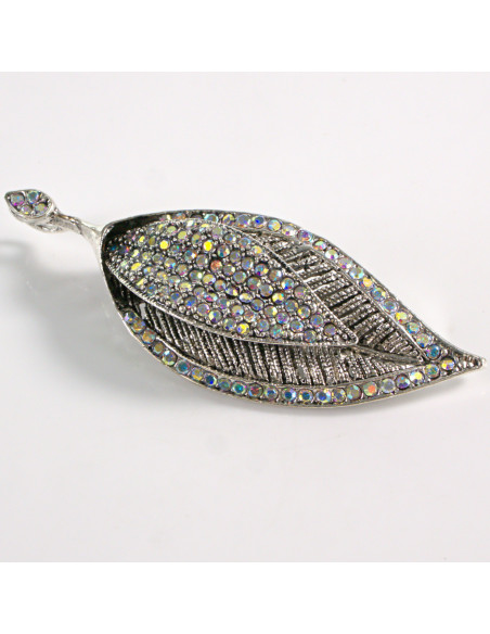 BROSZKA BROSZA SREBRNY LIŚĆ LISTEK Z CYRKONIAMI CRYSTAL AB LOLITA AKCESORIA