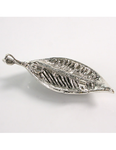 BROSZKA BROSZA SREBRNY LIŚĆ LISTEK Z CYRKONIAMI...