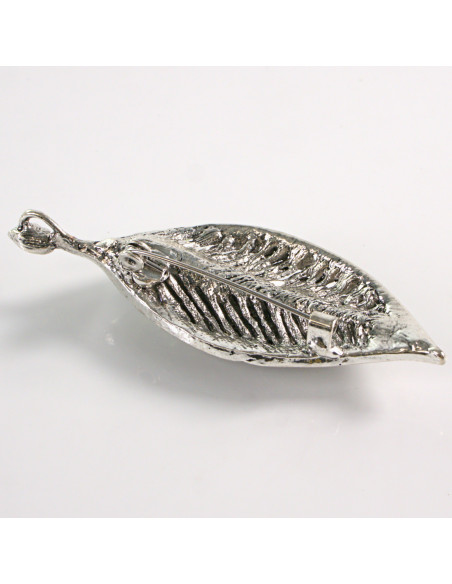 BROSZKA BROSZA SREBRNY LIŚĆ LISTEK Z CYRKONIAMI CRYSTAL AB LOLITA AKCESORIA