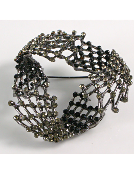 BROSZKA BROSZA DUŻY GRAFITOWY AŻUROWY WĘZEŁ VINTAGE   LOLITA AKCESORIA