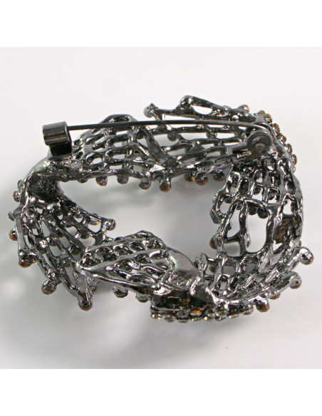 BROSZKA BROSZA DUŻY GRAFITOWY AŻUROWY WĘZEŁ VINTAGE   LOLITA AKCESORIA