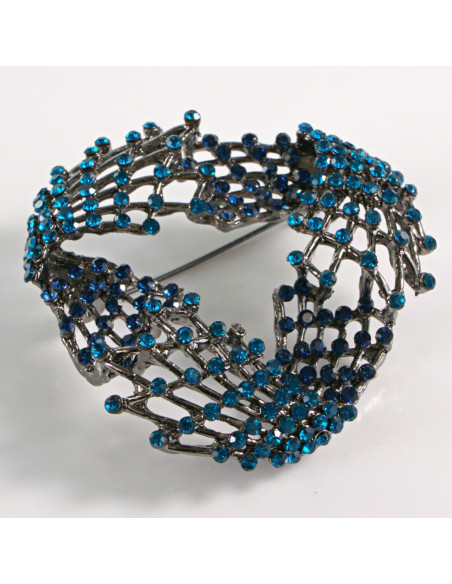 BROSZKA BROSZA DUŻY NIEBIESKI AŻUROWY WĘZEŁ VINTAGE   LOLITA AKCESORIA