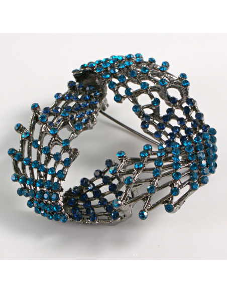 BROSZKA BROSZA DUŻY NIEBIESKI AŻUROWY WĘZEŁ VINTAGE   LOLITA AKCESORIA