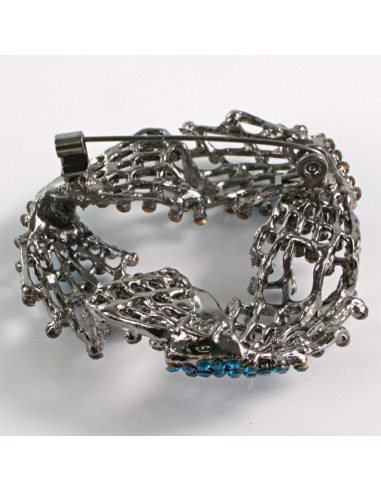 BROSZKA BROSZA DUŻY NIEBIESKI AŻUROWY WĘZEŁ...