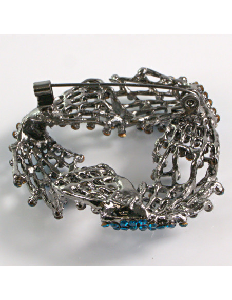 BROSZKA BROSZA DUŻY NIEBIESKI AŻUROWY WĘZEŁ VINTAGE   LOLITA AKCESORIA