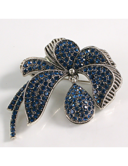 BROSZKA BROSZA NIEBIESKI KWIAT Z ROZWINIĘTYMI PŁATKAMI  LOLITA AKCESORIA