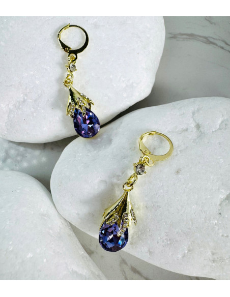 Kolczyki z FIOLETOWĄ ŁEZKĄ Lolita Accessories srebrny sztyft 925