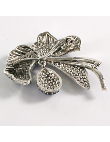 BROSZKA BROSZA NIEBIESKI KWIAT Z ROZWINIĘTYMI...