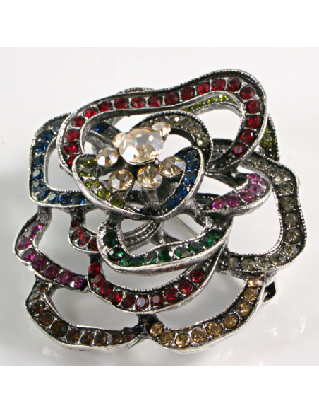 BROSZKA BROSZA AŻUROWA RÓŻA VINTAGE KOLOROWA   LOLITA AKCESORIA