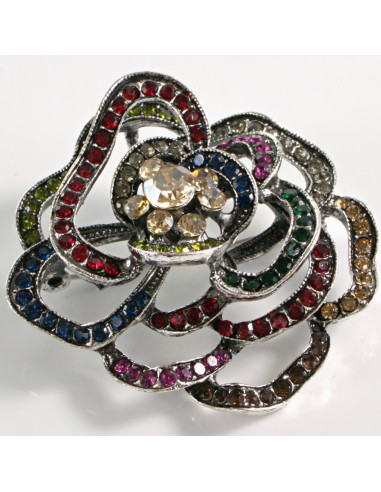 BROSZKA BROSZA AŻUROWA RÓŻA VINTAGE KOLOROWA...