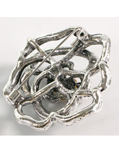 BROSZKA BROSZA AŻUROWA RÓŻA VINTAGE KOLOROWA...