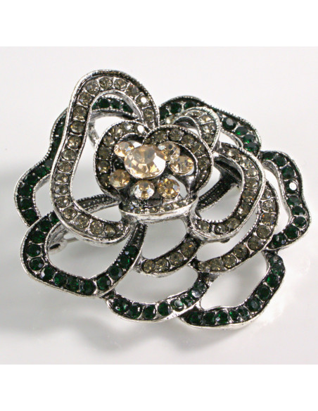 BROSZKA BROSZA AŻUROWA RÓŻA VINTAGE STARE SREBRO LOLITA AKCESORIA