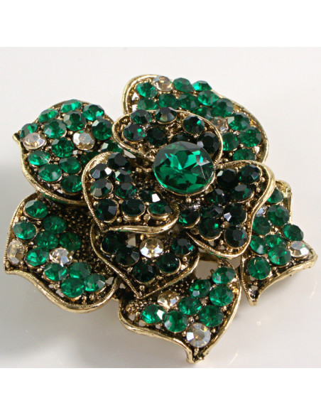 BROSZKA BROSZA DUŻY KWIAT ZIELONA RÓŻA VINTAGE LOLITA AKCESORIA