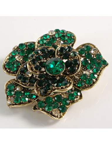 BROSZKA BROSZA DUŻY KWIAT ZIELONA RÓŻA VINTAGE...
