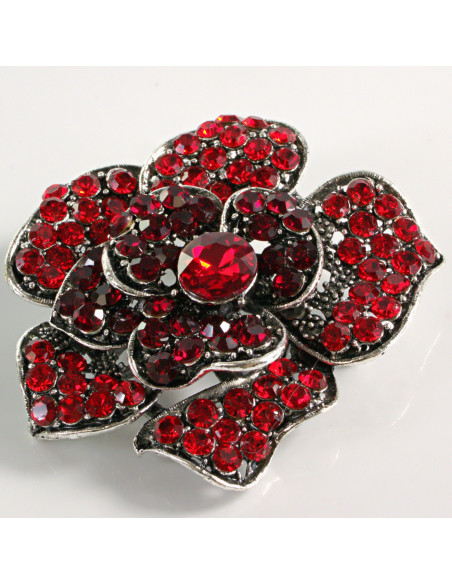 BROSZKA BROSZA DUŻY KWIAT CZERWONA RÓŻA VINTAGE LOLITA AKCESORIA