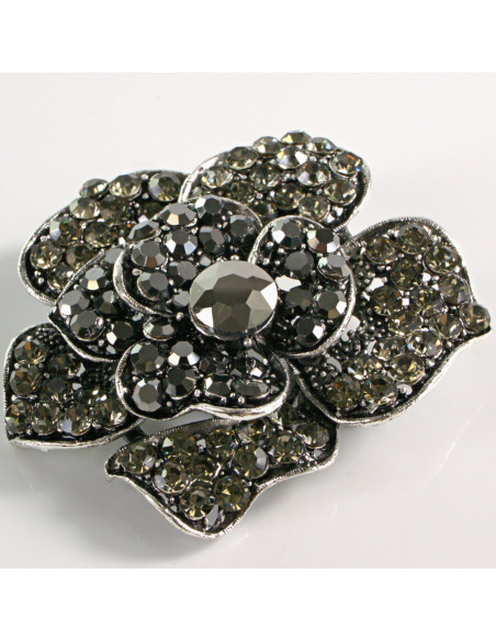 BROSZKA BROSZA DUŻY KWIAT GRAFITOWA  RÓŻA VINTAGE LOLITA AKCESORIA