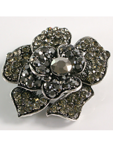 BROSZKA BROSZA DUŻY KWIAT GRAFITOWA  RÓŻA...